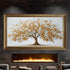 Altın ve Beyaz Çiçekli Hayat Ağacı Tablosu Kabartmalı Lüks Modern Kanvas Duvar Dekoru Salon Yatak Odası İçin Büyük Boy Tasarım