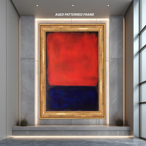 Red and Blue Abstract Canvas Print, Bold Color Field Wall Art, Modern Minimalist Poster for Living Room or Office Interior Design