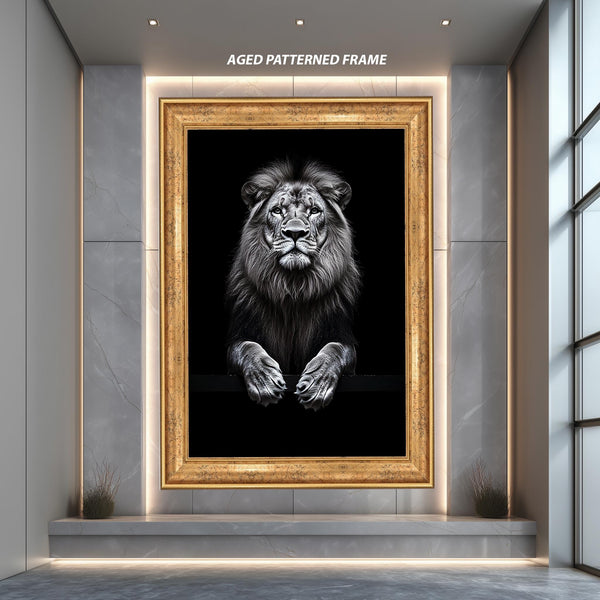 Black and White Lion Wall Art Print, Majestic Animal Portrait Poster, Powerful Wildlife Artwork, Modern Safari King Home Decor
