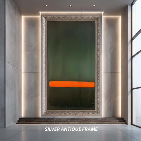 Soyut Yeşil Üzerinde Turuncu Çizgi Tablo