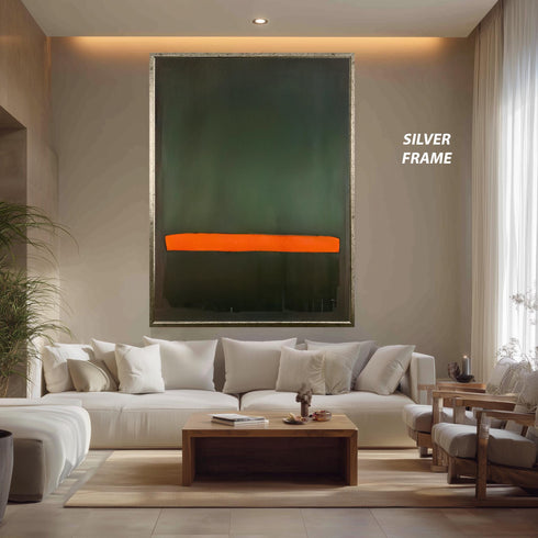 Soyut Yeşil Üzerinde Turuncu Çizgi Tablo