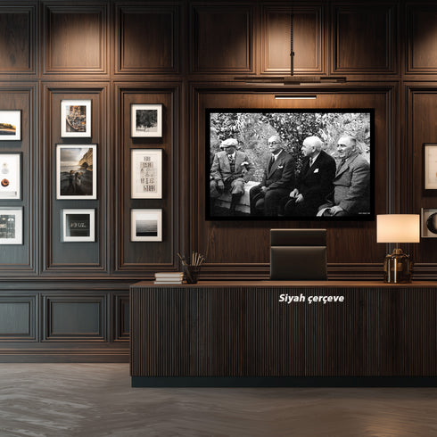 Atatürk ve Devlet Adamları Bahçe Sohbeti Tarihi Fotoğraf Kanvas Tablo Siyah Beyaz Nostaljik Duvar Dekoru