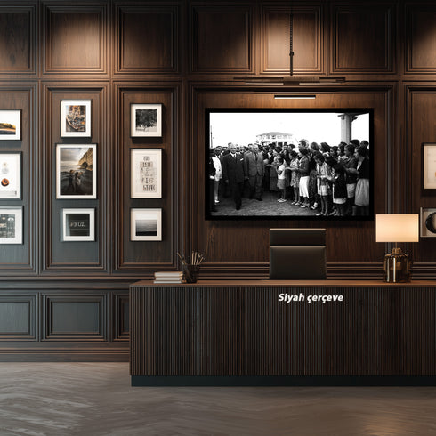 Atatürk ve Devlet Adamları Bahçe Sohbeti Tarihi Fotoğraf Kanvas Tablo Siyah Beyaz Nostaljik Duvar Dekoru