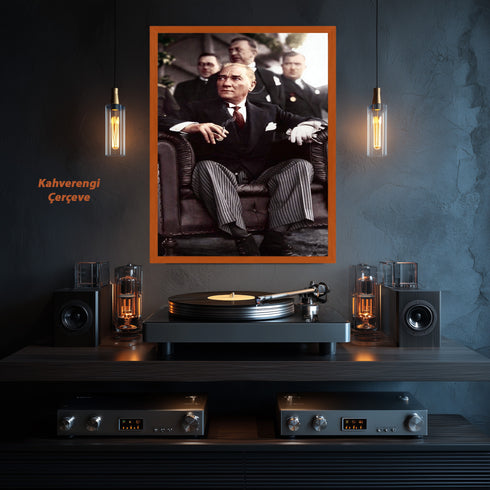 Mustafa Kemal Atatürk Portre Tablo, Türkiye Cumhuriyeti Kurucusu İkonik Lider Duvar Sanatı, Klasik Tarihi Dekor Poster