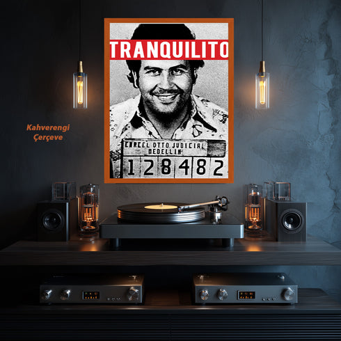 Pablo Escobar "Tranquilito" Sabıka Fotoğrafı Kanvas Tablo | Medellin Karteli Retro Narcos ve Pop Art Duvar Sanatı