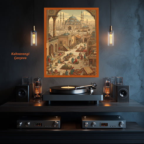 Osmanlı Medresesi ve İslam İlim Hayatı Tablosu, Tarihi İstanbul Sahnesi, Klasik İslami Mimari Duvar Sanatı