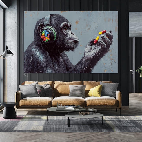 Müzik Dinleyen Maymun Tablo