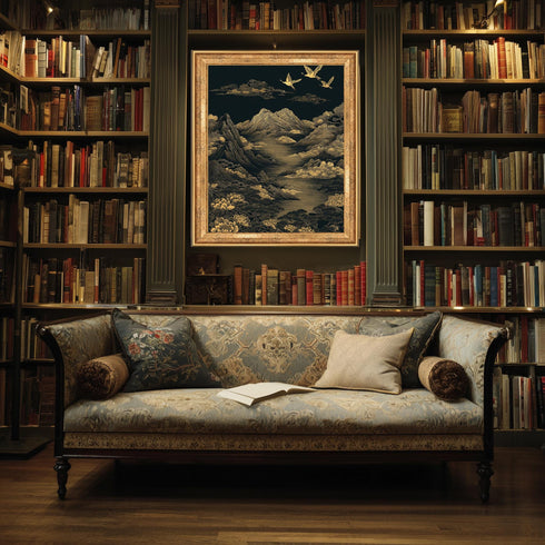 Oryantal Altın Asya Stili Dağlar Tablo