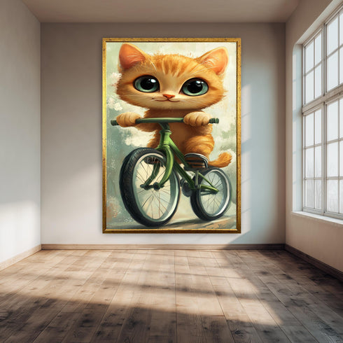 Bisiklet Süren Kedi Tablosu