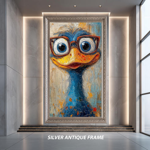 Funny Bird Wall Art Print, Colorful Animal with Glasses Poster, Quirky Modern Pop Art Print, Whimsical Cartoon Style Home Decor