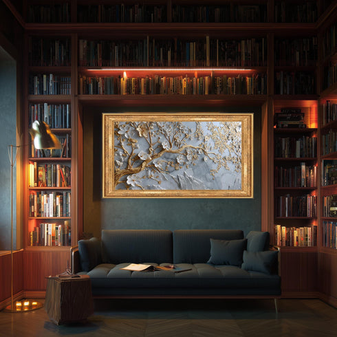 Lüks Stil Yağlı Boya Görünümlü Ağaç Tablo