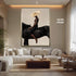 Minimalist Fashion Photography Wall Art, Woman on Black Horse Print, Modern Neutral Decor, Contemporary Fine Art Poster for Home