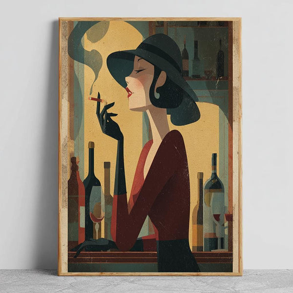 1950 Stili Kadın Sigara İçiyor Tablo