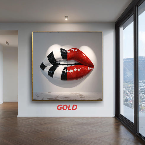 Large Pop Art Lips Wall Sculpture Red Black White Modern 3D Wall Art Contemporary Lip Decor Bold Statement Piece for Home Office