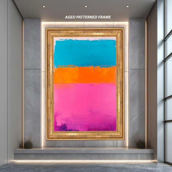 Modern Abstract Color Block Canvas, Minimalist Pink Orange Blue Wall Art, Bold Contemporary Print for Office or Living Room Decor