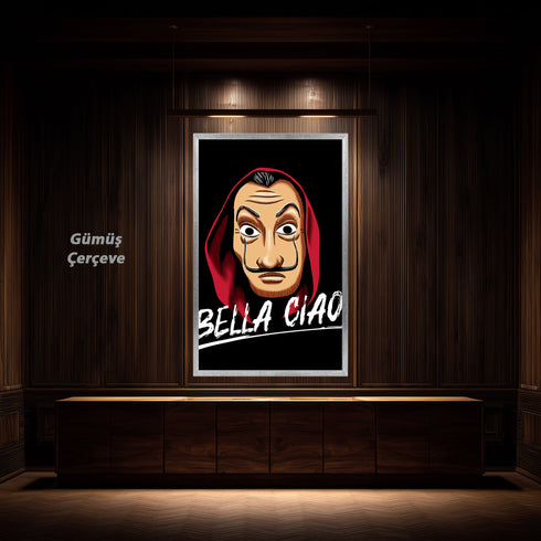 La Casa De Papel Salvador Dali Maskesi ve Bella Ciao Kanvas Tablo | Netflix Fenomen Dizi ve Soygun Temalı Duvar Sanatı