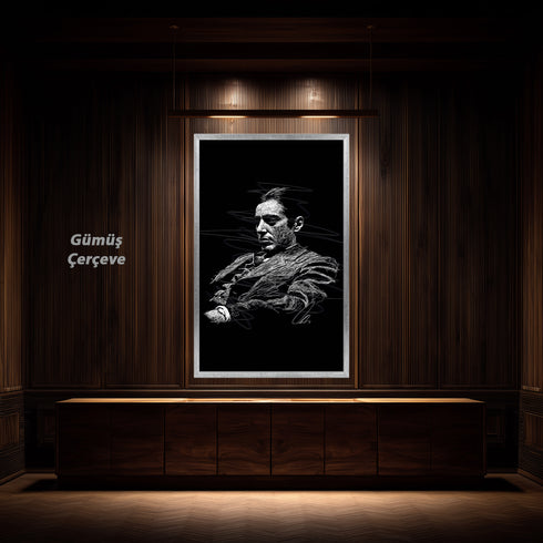 The Godfather Al Pacino Kanvas Tablo, Don Corleone Film Portresi Siyah Zemin Modern Duvar Dekoru, Sinema Temalı Sanat Eseri