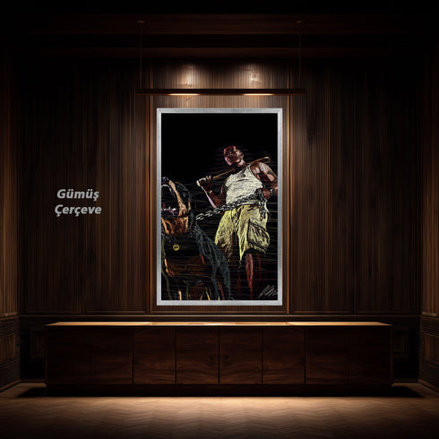 GTA 5 Franklin ve Chop Köpek Scribble Art Kanvas Tablo | Grand Theft Auto V Oyuncu Duvar Sanatı | Rottweiler ve Beyzbol Sopası Kanvas Tablo