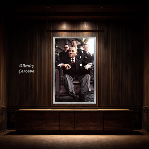 Mustafa Kemal Atatürk Portre Tablo, Türkiye Cumhuriyeti Kurucusu İkonik Lider Duvar Sanatı, Klasik Tarihi Dekor Poster