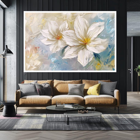 Beyaz Manolya Çiçek Tablo