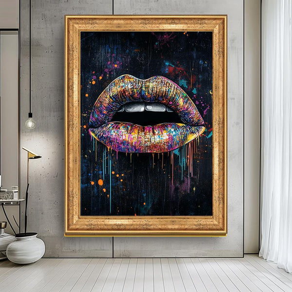 Renkli Dudak Pop Art Tablo