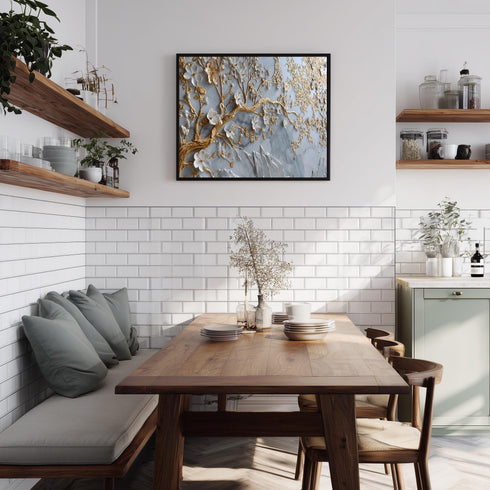 Lüks Stil Yağlı Boya Görünümlü Ağaç Tablo