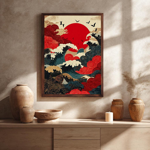 Japon Stili Okyanus Temalı Tablo