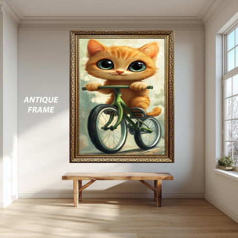 Bisiklet Süren Kedi Tablosu