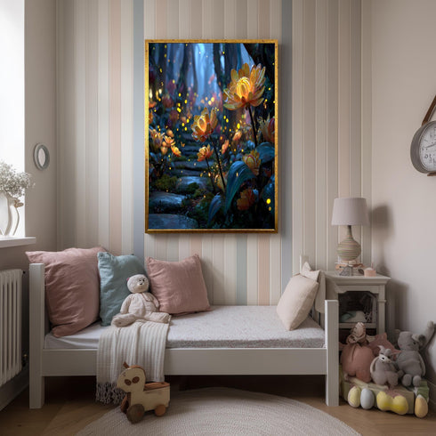 Fantazi Işıklı Çiçekler Tablo