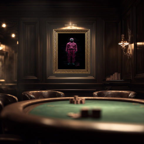 Squid Game Pembe Asker (Kare Maske) Scribble Art Kanvas Tablo | Netflix Kore Dizisi Kanvas Tablo