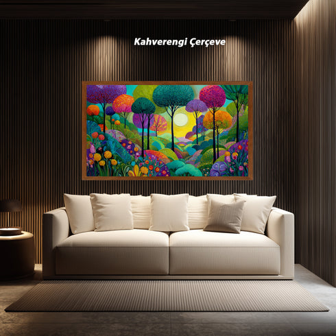 Renkli Hayal Ormanı Tablosu Soyut Modern Manzara Kanvas Duvar Dekoru Salon Çocuk Odası İçin Büyük Boy Canlı Tasarım