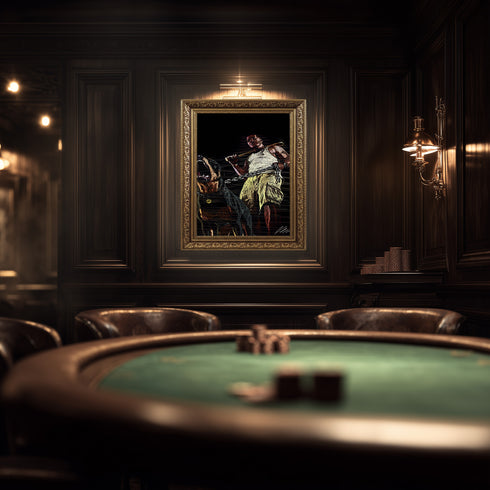 GTA 5 Franklin ve Chop Köpek Scribble Art Kanvas Tablo | Grand Theft Auto V Oyuncu Duvar Sanatı | Rottweiler ve Beyzbol Sopası Kanvas Tablo