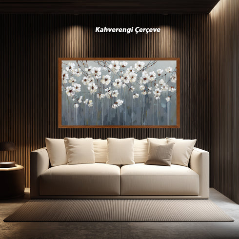 Beyaz Çiçekli Dal Tablosu Modern Soyut Floral Kanvas Duvar Dekoru Salon Yatak Odası Ofis İçin Büyük Boy Zarif Tasarım (Kopya)