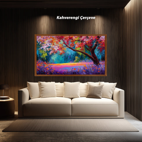 Renkli Sonbahar Ağacı Tablosu Soyut Empresyonist Manzara Kanvas Duvar Dekoru Salon Yatak Odası İçin Büyük Boy Canlı Tasarım