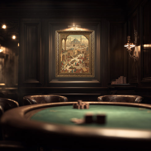 Osmanlı Medresesi ve İslam İlim Hayatı Tablosu, Tarihi İstanbul Sahnesi, Klasik İslami Mimari Duvar Sanatı