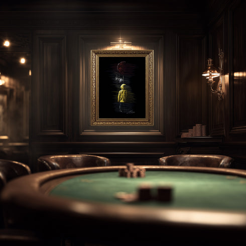 Georgie ve Kırmızı Balon Scribble Art Kanvas Tablo | Korku Filmi Efsanesi Duvar Sanatı