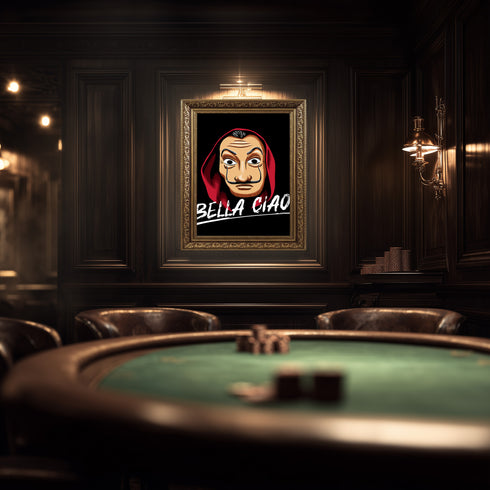 La Casa De Papel Salvador Dali Maskesi ve Bella Ciao Kanvas Tablo | Netflix Fenomen Dizi ve Soygun Temalı Duvar Sanatı