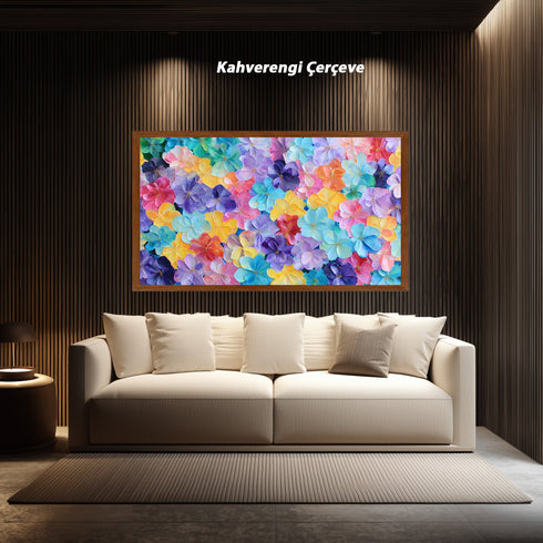 Renkli Pastel Çiçekler Tablosu Soyut Modern Floral Kanvas Duvar Dekoru Salon Yatak Odası Çocuk Odası İçin Canlı ve Neşeli Tasarım