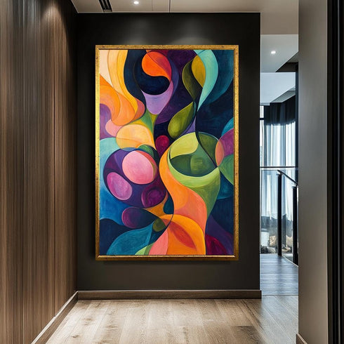 Abstract Colorful Wall Art, Bold Geometric Shapes Canvas, Vibrant Modern Art, Contemporary Abstract Painting, Dynamic Artwork for Home
