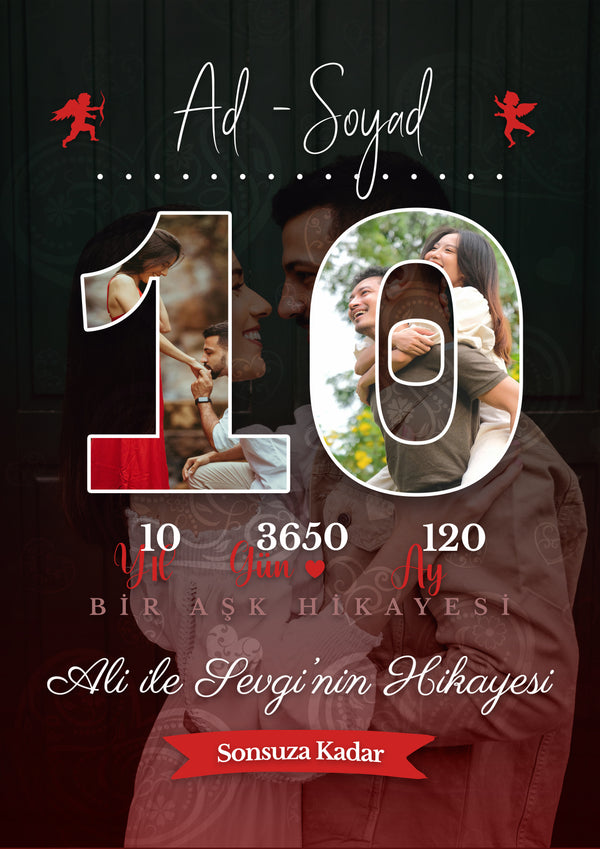 Çiftlere Özel Kişiselleştirilebilir Tablo Tarihli Kişiye Özel Tablo