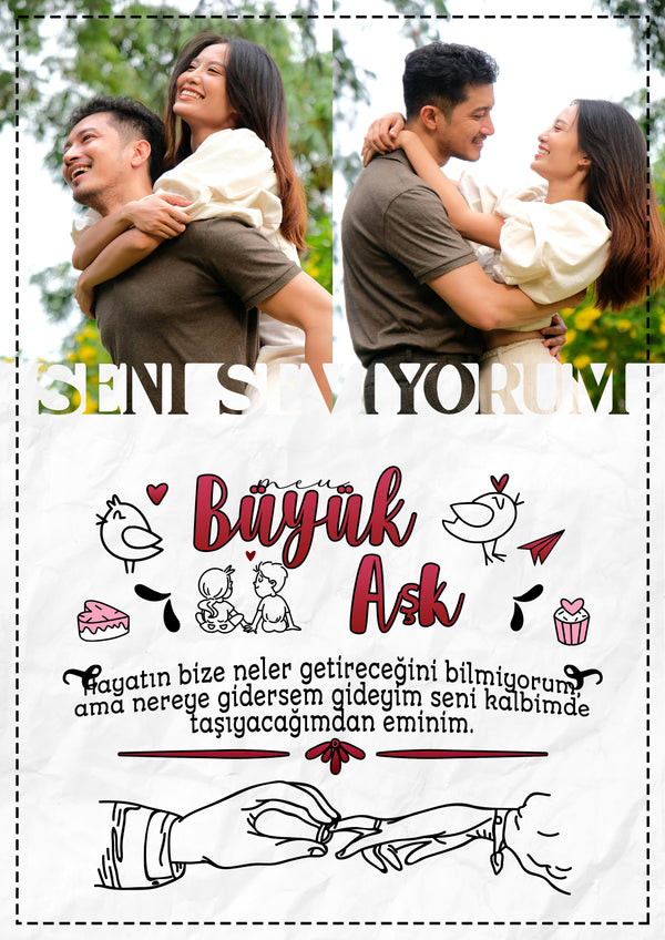Çiftlere Özel Kişiselleştirilebilir Büyük Aşk Tablo