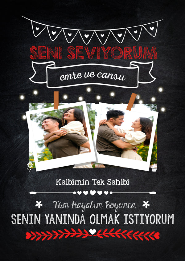 Çiftlere Özel Kişiselleştirilebilir Kalbimin Tek Sahibi Tablo