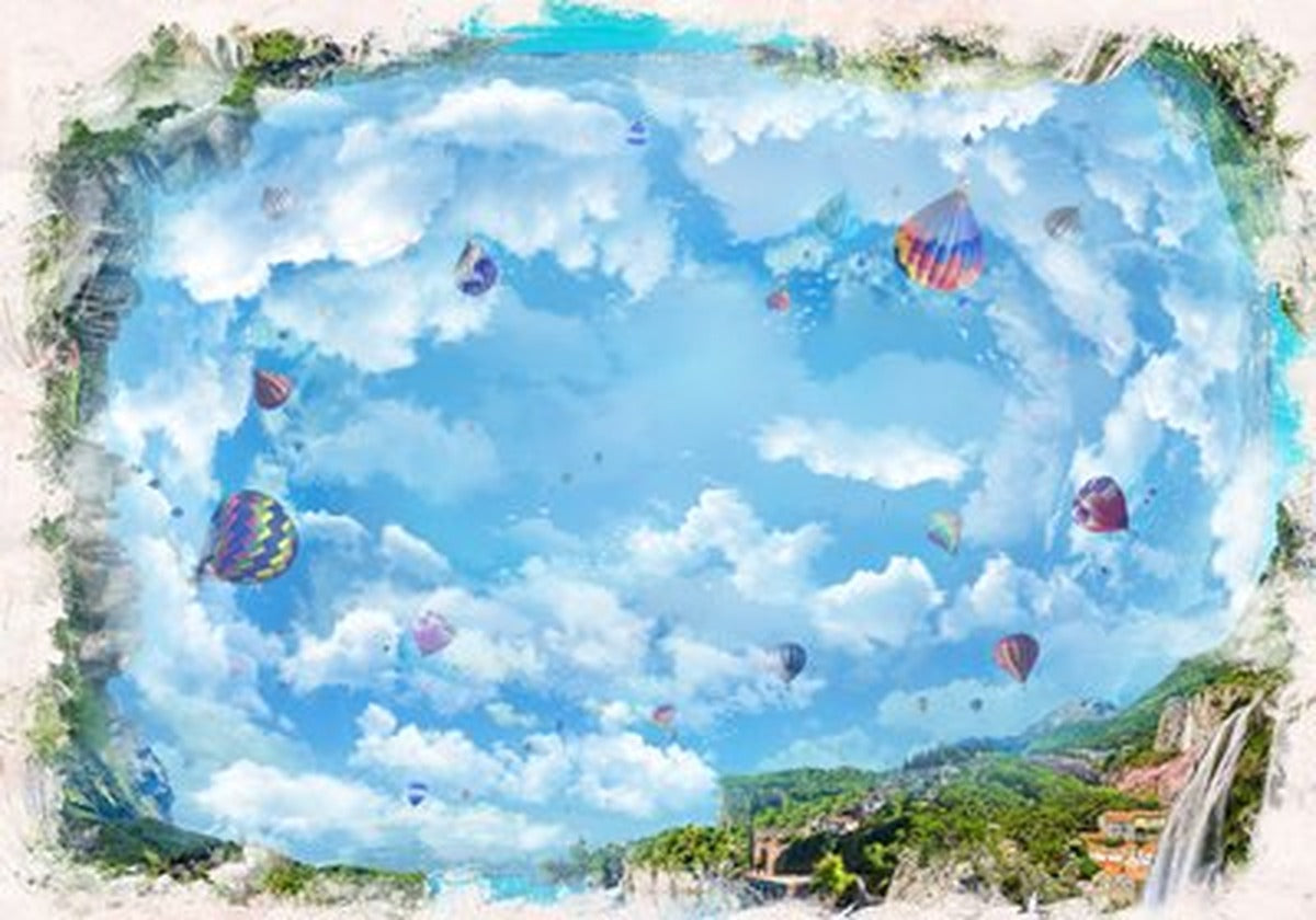 Bulutlar ve Sıcak Hava Balonları Yatay Kanvas Tablo