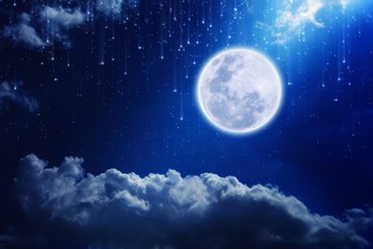 Dolunay ve Gece Bulutları Yatay Kanvas Tablo