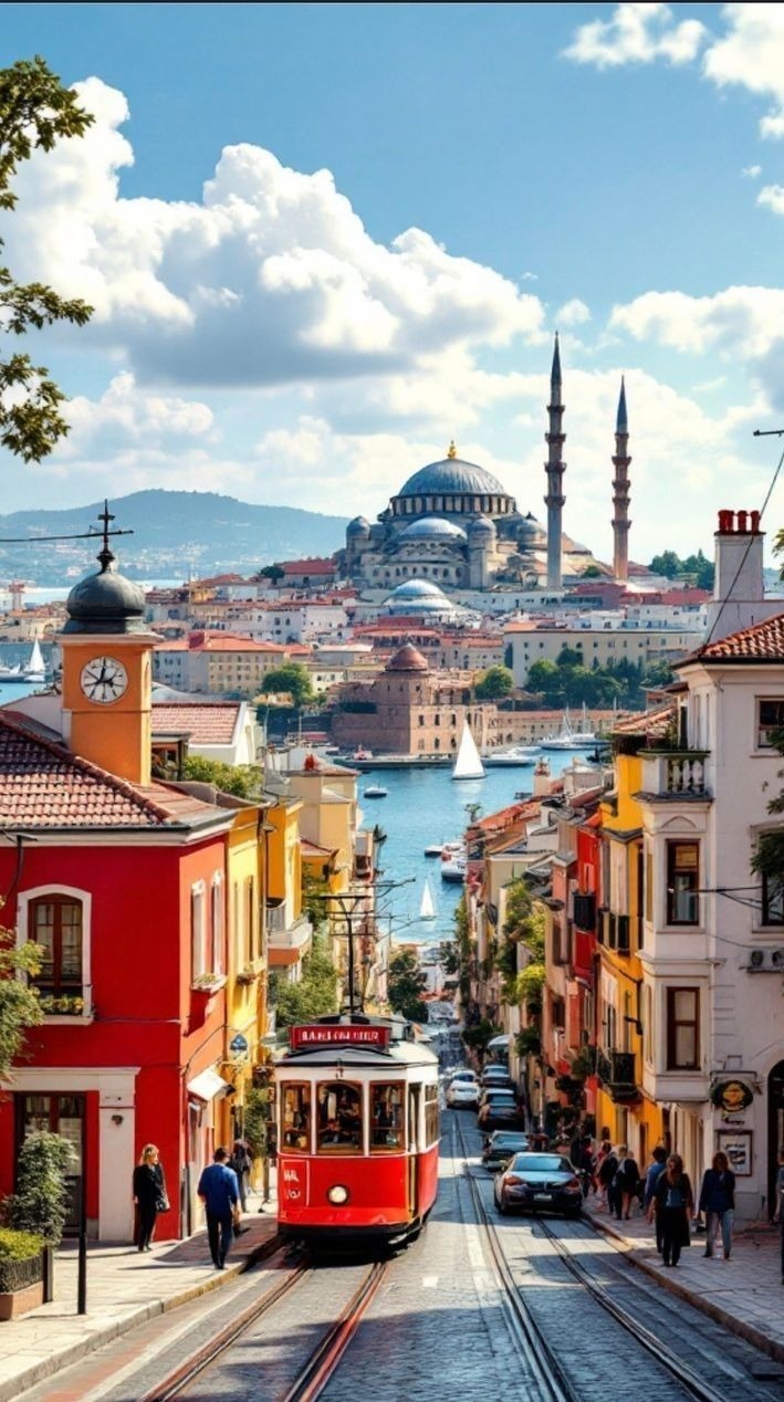 Tramvaylı Sokak ve Süleymaniye Camii Dikey Kanvas Tablo