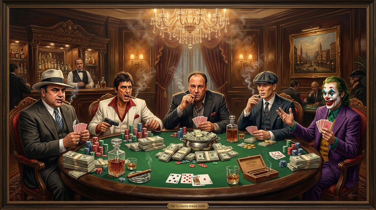 Poker Masasında Efsaneler Yatay Kanvas Tablo