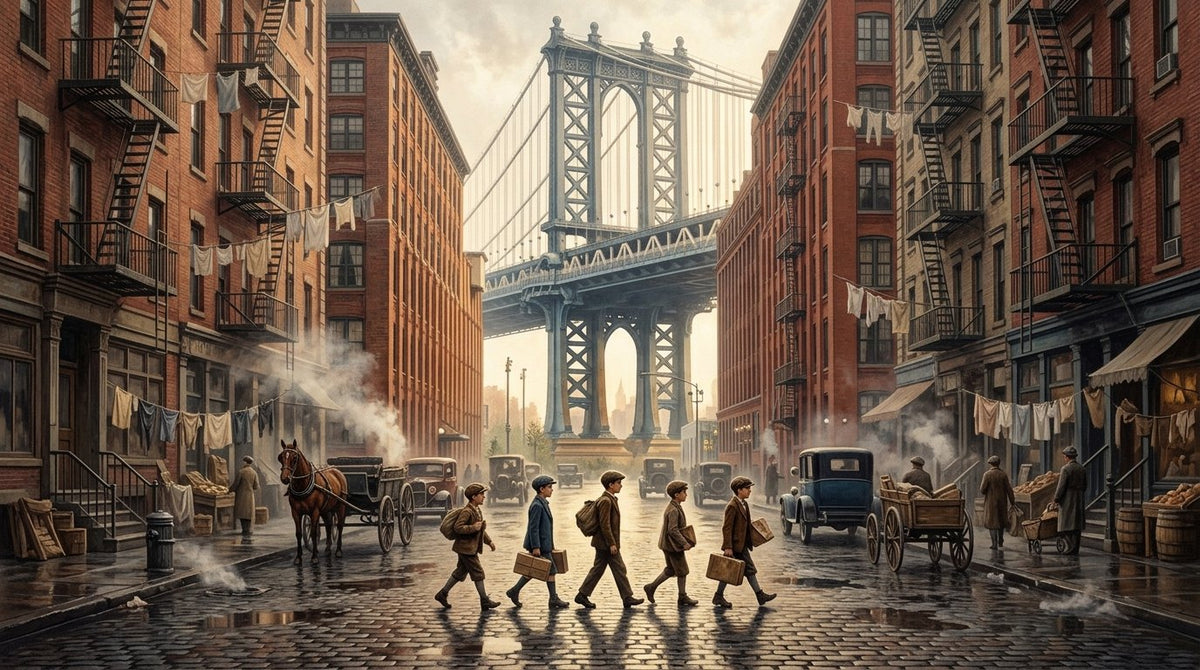 Brooklyn Köprüsü ve Eski New York Yatay Kanvas Tablo