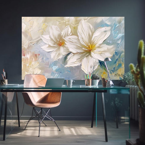 Beyaz Manolya Çiçek Tablo