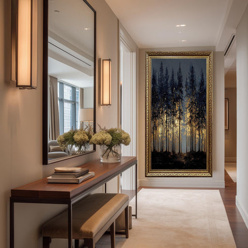 Karanlık Gizemli Gece Ormanı Tablo