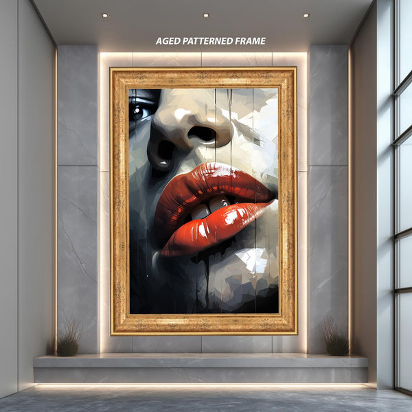 Red Lips Wall Art Print, Bold Pop Art Face Poster, Modern Abstract Woman Portrait Artwork, Contemporary Fashion Home Decor